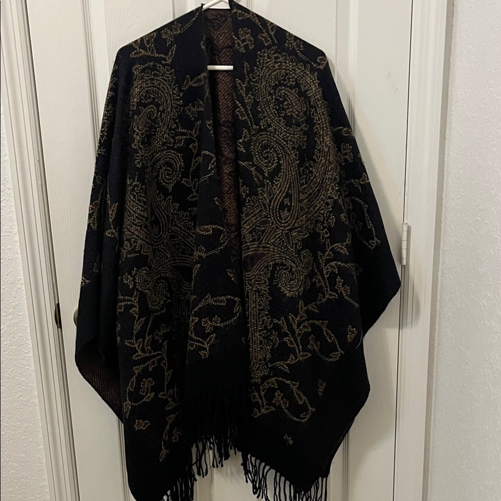 Elegant Black and Gold Paisley Shawl